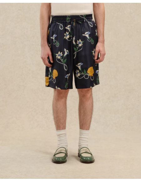 SHORT SOIE SHELL BLEU MARINE