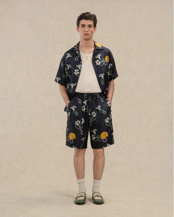 NAVY BLUE SILK SHELL SHORT