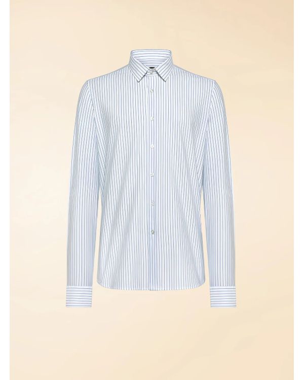 CHEMISE OUVERTE À RAYURES JACQUARD OXFORD BLEU CLAIR MICRO ROPE