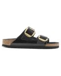 ARIZONA BIG BUCKLE HIGH SHINE BLACK SANDALS