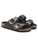 ARIZONA BIG BUCKLE HIGH SHINE BLACK SANDALS