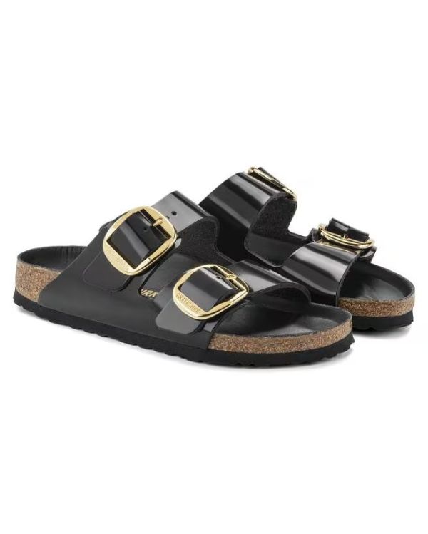 SANDALES ARIZONA BIG BUCKLE NOIR BRILLANT
