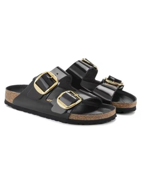 SANDALES ARIZONA BIG BUCKLE NOIR BRILLANT