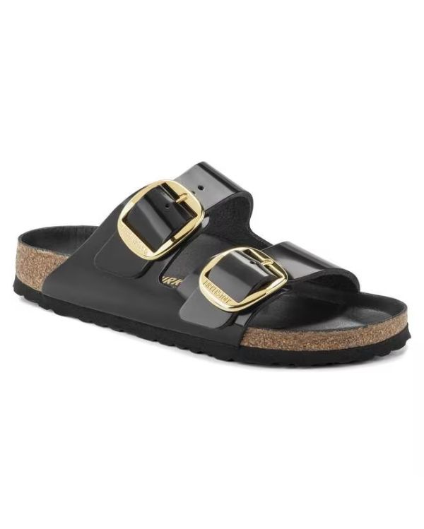 SANDALES ARIZONA BIG BUCKLE NOIR BRILLANT