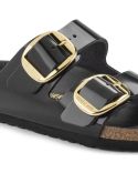 ARIZONA BIG BUCKLE HIGH SHINE BLACK SANDALS