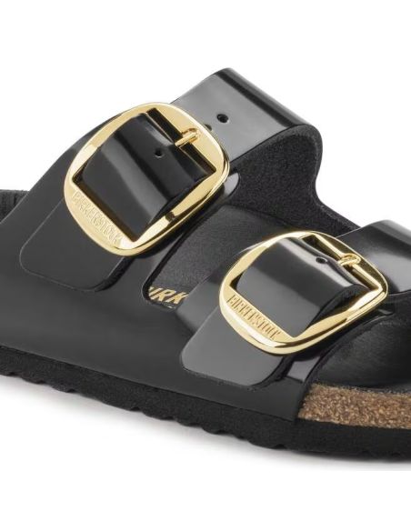 SANDALES ARIZONA BIG BUCKLE NOIR BRILLANT