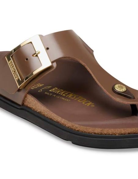 GIZEH DROPLET BUCKLE HIGH-SHINE CARAFE SANDALS
