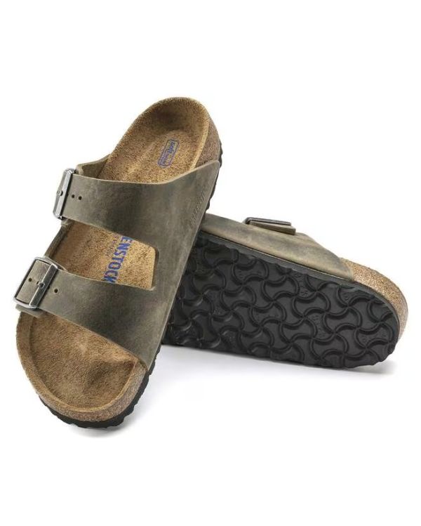 SANDALES ARIZONA LIT DE PIED SOUPLE KAKI DÉLAVÉ 2