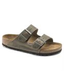 SANDALES ARIZONA LIT DE PIED SOUPLE KAKI DÉLAVÉ