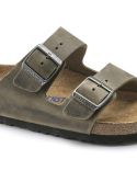 SANDALES ARIZONA LIT DE PIED SOUPLE KAKI DÉLAVÉ