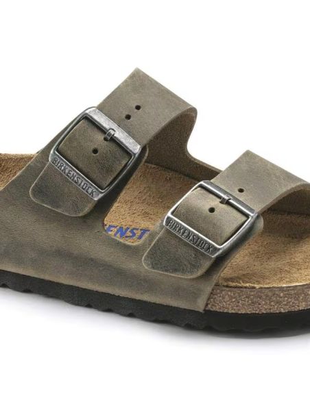 SANDALES ARIZONA LIT DE PIED SOUPLE KAKI DÉLAVÉ