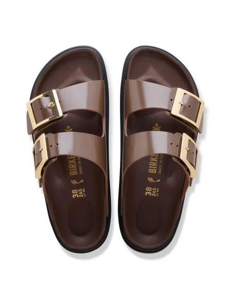 ARIZONA DROPLET BUCKLE HIGH-SHINE CARAFE SANDALS