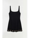 LINDLEY STUDDED LINEN MIDI DRESS BLACK