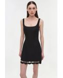 LINDLEY STUDDED LINEN MIDI DRESS BLACK