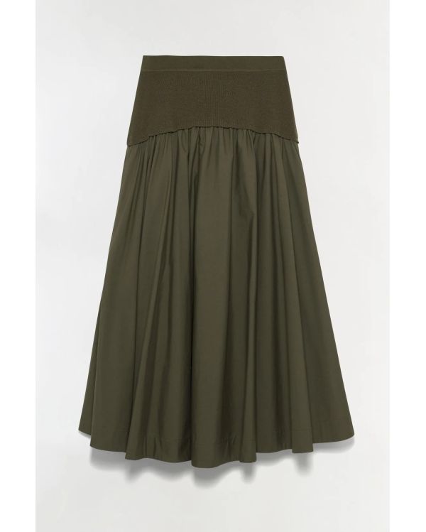 OVIE KNIT COTTON MIDI SKIRT FERN