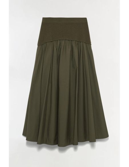 OVIE KNIT COTTON MIDI SKIRT FERN