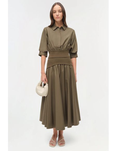 JUPE MIDI OVIE COTON MAILLE FERN