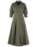 ROBE MI-LONGUE JAZZ COTON PLIS CREUX FERN