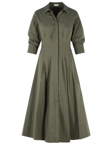 ROBE MI-LONGUE JAZZ COTON PLIS CREUX FERN