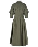 ROBE MI-LONGUE JAZZ COTON PLIS CREUX FERN