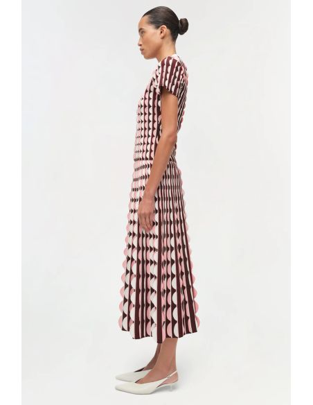 HAUT KENDRA MAILLE FESTONNÉE ROSE POUDRÉ