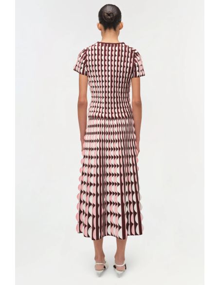 JUPE MIDI MICAH MAILLE FESTONNÉE ROSE POUDRÉ