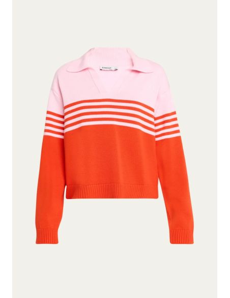 PULL POLO JULES MAILLE RAYURES HOMARD / ROUGE