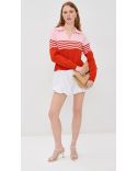 PULL POLO JULES MAILLE RAYURES HOMARD / ROUGE