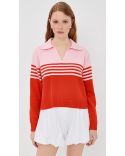 JULES KNIT POLO SWEATER LOBSTER STRIPE