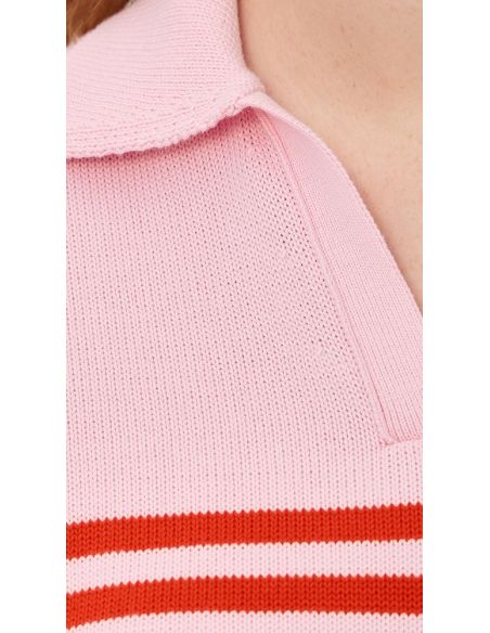 JULES KNIT POLO SWEATER LOBSTER STRIPE