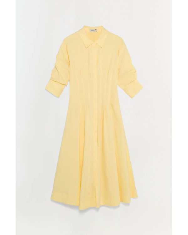 ROBE MI-LONGUE JAZZ COTON PLIS CREUX JAUNE BUTTERCREAM