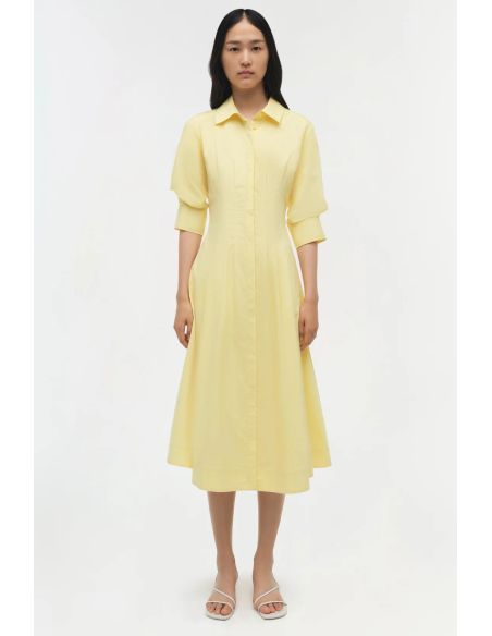 ROBE MI-LONGUE JAZZ COTON PLIS CREUX JAUNE BUTTERCREAM