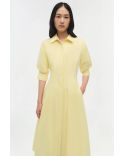 ROBE MI-LONGUE JAZZ COTON PLIS CREUX JAUNE BUTTERCREAM