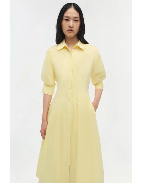 JAZZ COTON PINTUCK MIDI DRESS BUTTERCREAM
