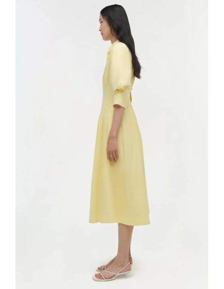 ROBE MI-LONGUE JAZZ COTON PLIS CREUX JAUNE BUTTERCREAM