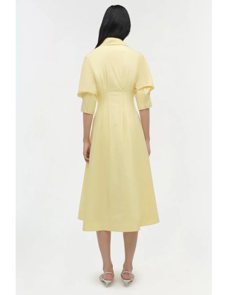 JAZZ COTON PINTUCK MIDI DRESS BUTTERCREAM