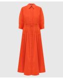JAZZ COTON PINTUCK MIDI DRESS LOBSTER