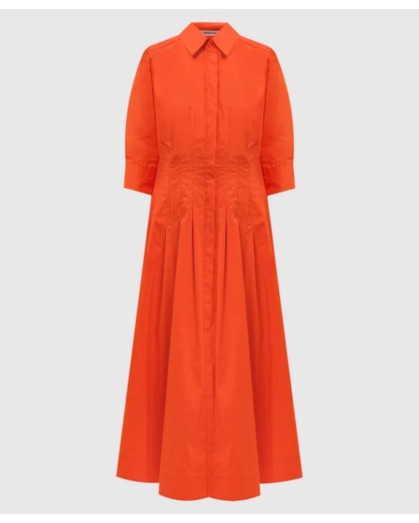 ROBE MI-LONGUE JAZZ COTON PLIS CREUX ROUGE HOMARD