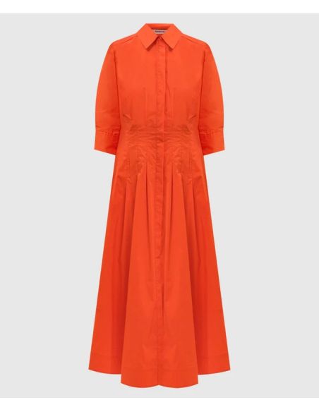 JAZZ COTON PINTUCK MIDI DRESS LOBSTER