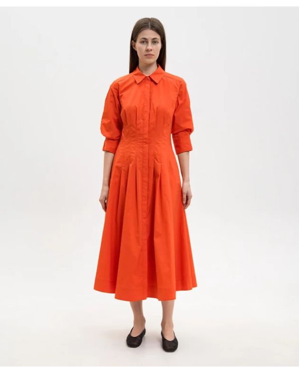 ROBE MI-LONGUE JAZZ COTON PLIS CREUX ROUGE HOMARD 2