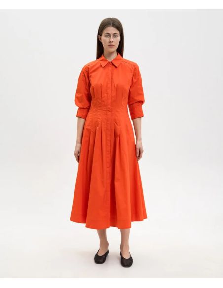 JAZZ COTON PINTUCK MIDI DRESS LOBSTER