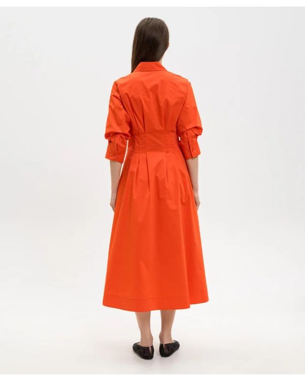 ROBE MI-LONGUE JAZZ COTON PLIS CREUX ROUGE HOMARD