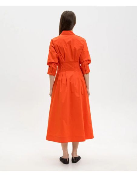 JAZZ COTON PINTUCK MIDI DRESS LOBSTER