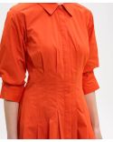 JAZZ COTON PINTUCK MIDI DRESS LOBSTER