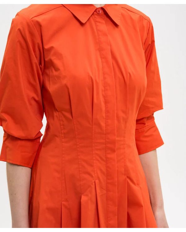 ROBE MI-LONGUE JAZZ COTON PLIS CREUX ROUGE HOMARD