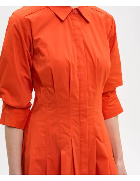 ROBE MI-LONGUE JAZZ COTON PLIS CREUX ROUGE HOMARD