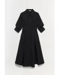 ROBE MI-LONGUE JAZZ COTON PLIS CREUX NOIR