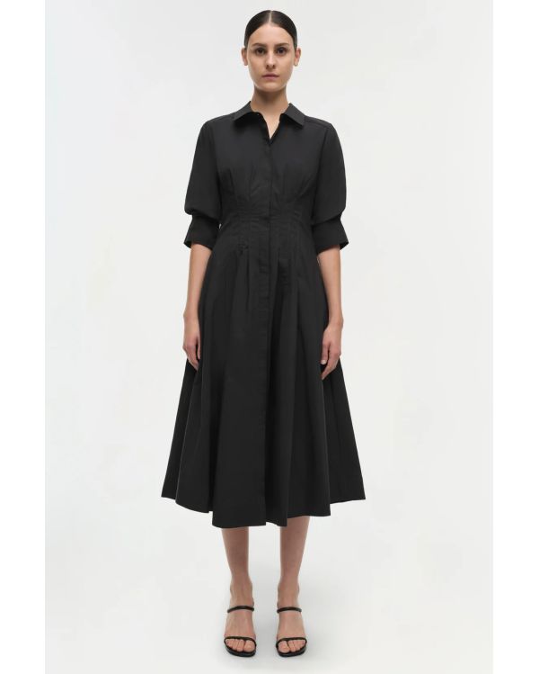 ROBE MI-LONGUE JAZZ COTON PLIS CREUX NOIR 2