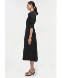 ROBE MI-LONGUE JAZZ COTON PLIS CREUX NOIR