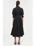JAZZ COTTON PINTUCK MIDI DRESS BLACK